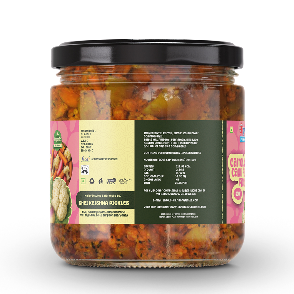 Carrot, Turnip & Cauliflower Pickle (Sour) | Gajar, Shalgam Aur Gobhi Ka Achar (Khatta)